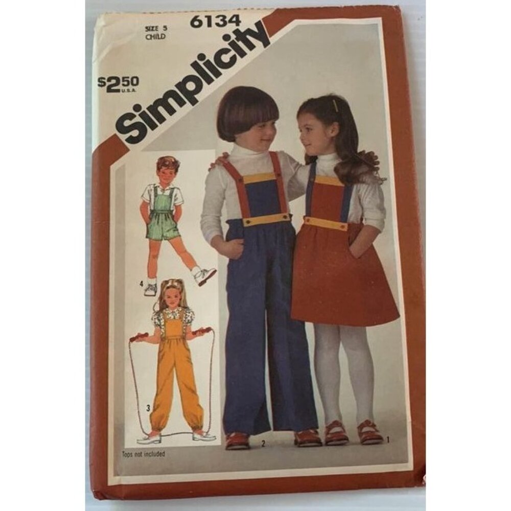 Simplicity Child Overalls Sundress Jumper Sewing Pattern 6134 Size 5 Uncut Vinta